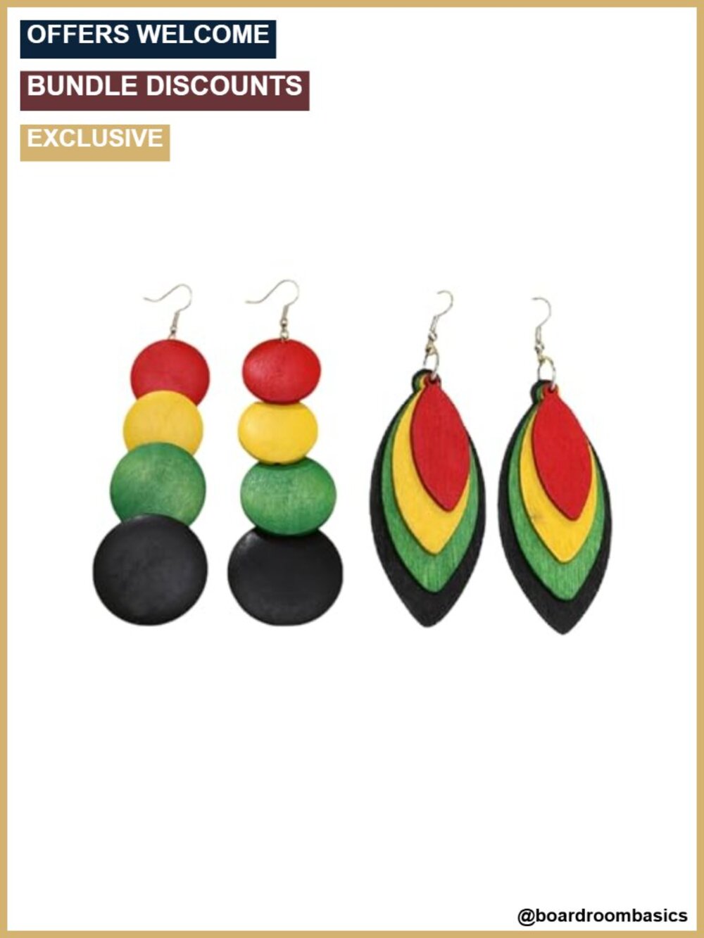 Wood Alloy Drop Dangle Earrings Handmade Lightweight Ethnic Style for Women